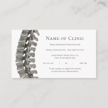 Professional Spine Chiropractor Appointment by GirlyBusinessCards at Zazzle