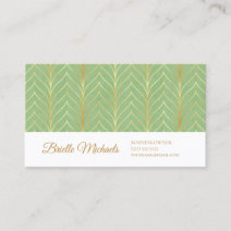 Professional Spring Green and Gold Art Deco Design Business Card