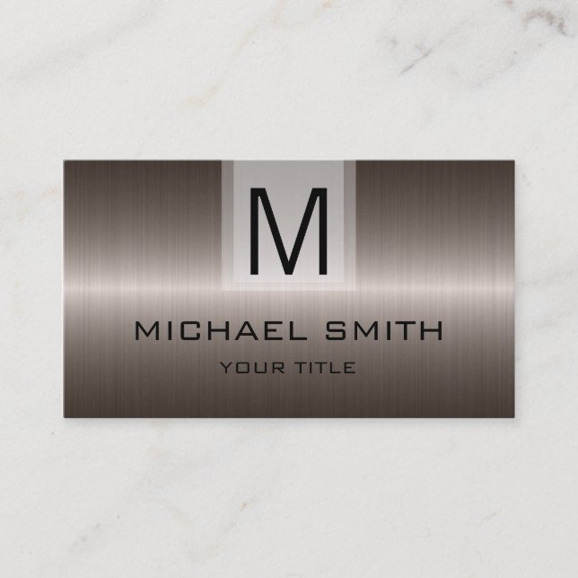Professional Stainless Steel Metal Monogram #10 Business Card (Front)