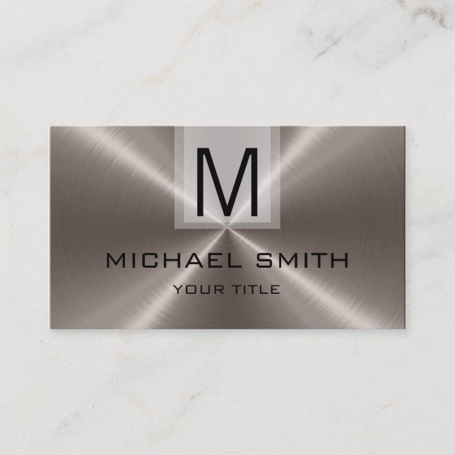 Professional Stainless Steel Metal Monogram #18 Business Card (Front)