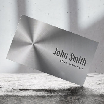 Professional Stainless Steel Pharmacist Faux Metal Business Card by cardfactory at Zazzle