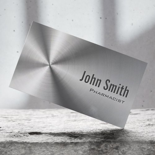 Professional Stainless Steel Pharmacist Faux Metal Business Card