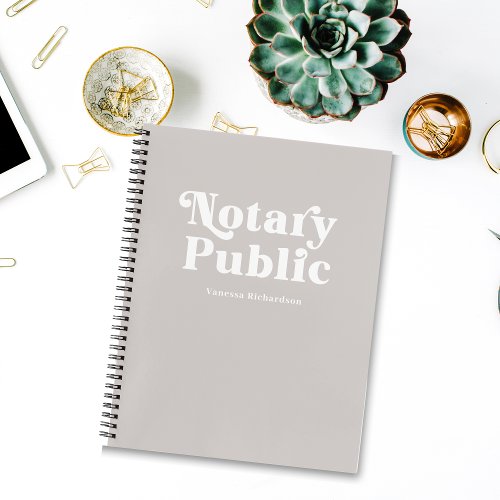 Professional Stone Gray Notary Personalized  Notebook