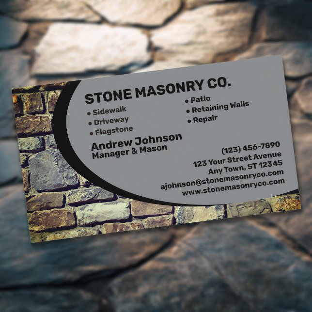 Professional Stone Masonry Company Business Card (Creator Uploaded)