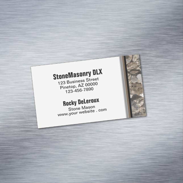 Professional Stonemason Rustic Rock Border Busines Business Card Magnet (In Situ)