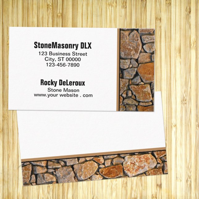 Professional Stonemason Rustic Rock Border  Business Card (This front and back stone edge designed business card is easily personalized for any business. )