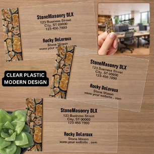 Professional Stonemason Rustic Rock Border Clear Business Cards