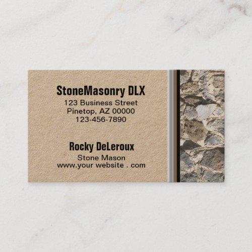 Professional Stonemason Rustic Rock Border QR Code Business Card