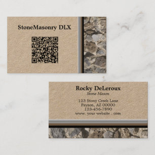 Professional Stonemason Wall Border QR Code Business Card