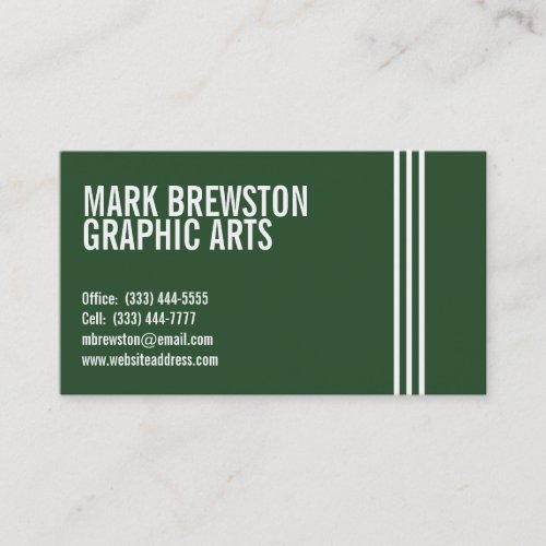 Professional Stripes Business Cards in Dark Green