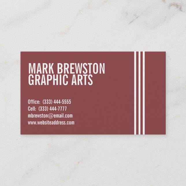Professional Stripes Business Cards in Light Red (Front)