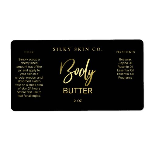 Professional Styled Black Gold Body Butter Labels