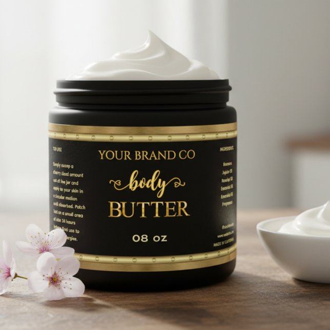 Professional Styled Black Gold Body Butter Labels. Label (Creator Uploaded)