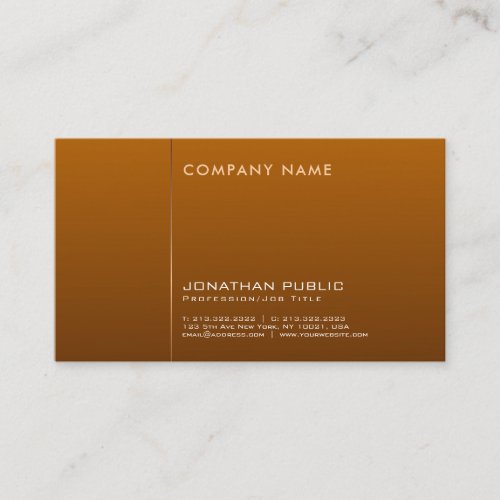 Professional Stylish Brown Company Modern Plain Business Card