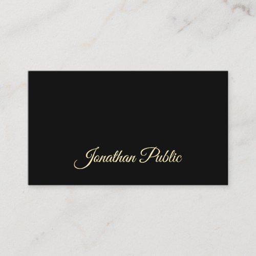 Professional Stylish Gold Hand Script Text Font Business Card