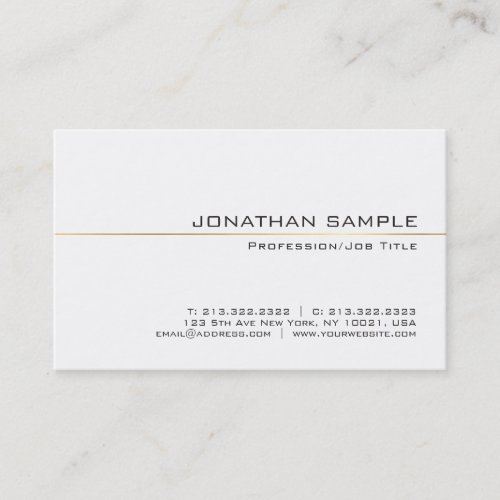 Professional Stylish Gold Stripe Simple Plain Luxe Business Card