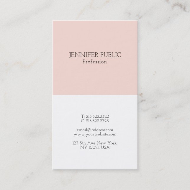 Professional Stylish Minimalist Design Blush Pink Business Card (Front)