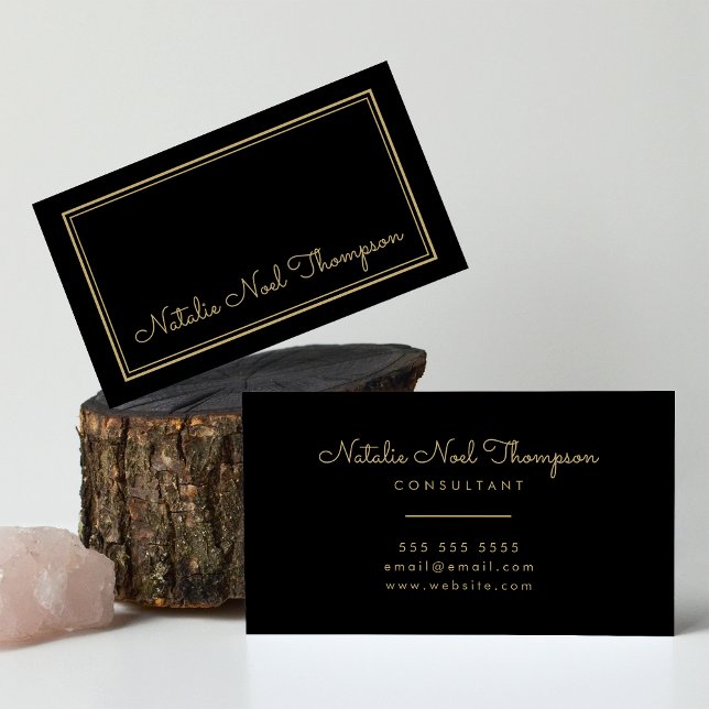 Professional Stylish Monogram Script Name Gold Business Card (Creator Uploaded)