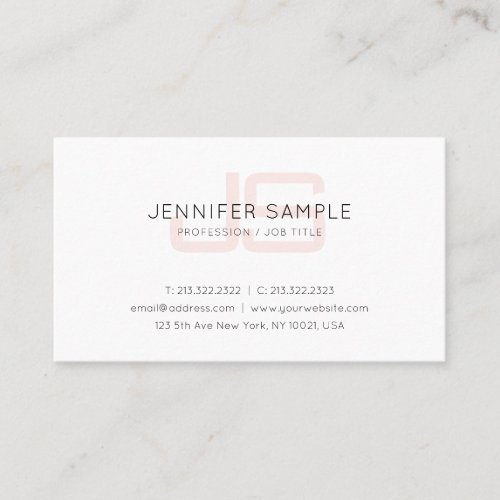 Professional Stylish Monogram Simple Plain Trendy Business Card