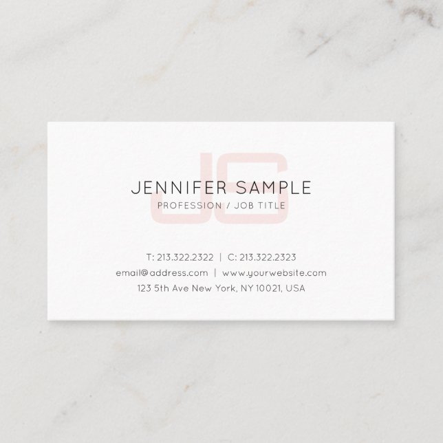 Professional Stylish Monogram Simple Plain Trendy Business Card (Front)