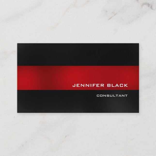 Professional Stylish Red Dark Grey Modern Elegant Business Card (Front)