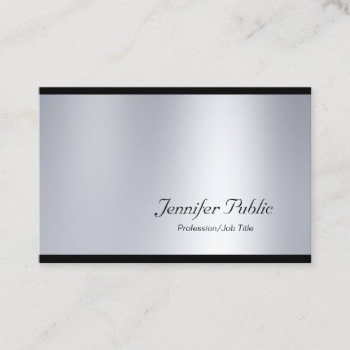 Professional Stylish Script Glam Silver Modern Business Card