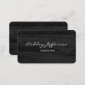 Professional Stylish Script Trendy Grey Wood Business Card (Front/Back)