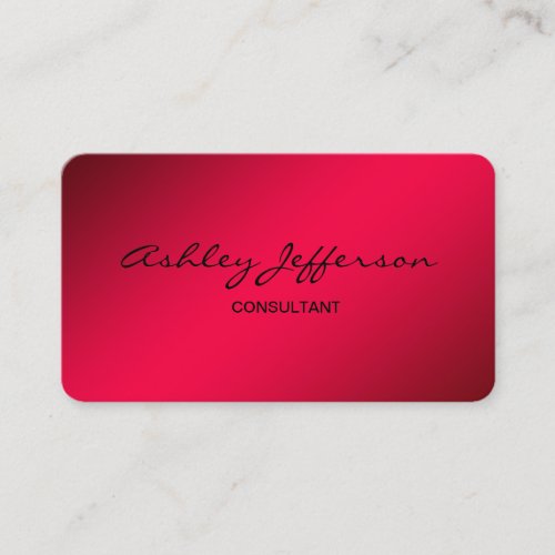 Professional Stylish Script Trendy Red Business Card