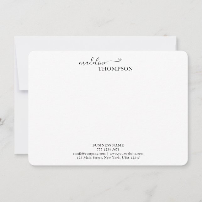 Professional Stylish Script Typography Business Note Card (Front)