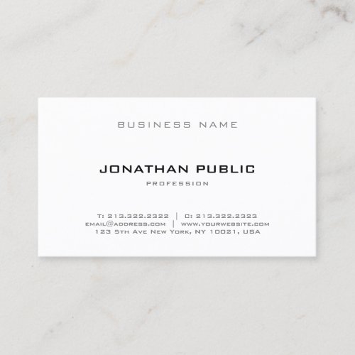 Professional Stylish Sleek Elegant Plain Modern Business Card
