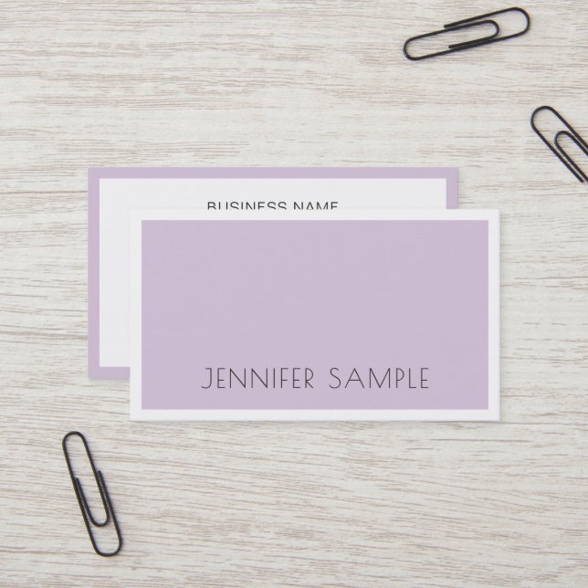 Professional Stylish Sleek Plain Violet Purple Business Card (Front/Back In Situ)