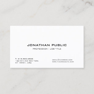 Professional Stylish White Sleek Modern Plain Business Card