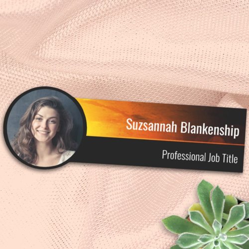 Professional Sunset Art Custom Photo Name Tag