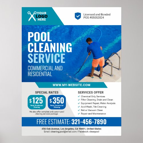 Professional Swimming Pool Cleaning Services Poster