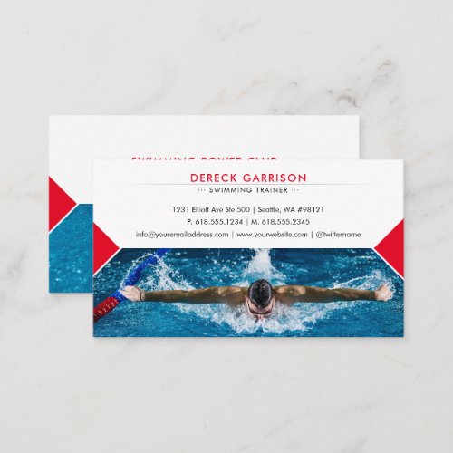 Professional Swimming Trainer  Coach Business Card