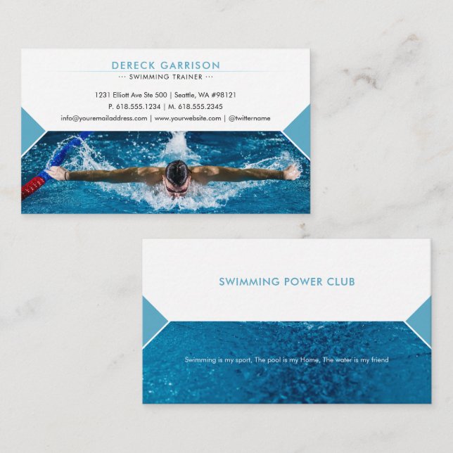 Professional Swimming Trainer | Coach Business Card (Front/Back)