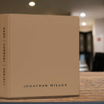 Professional Tan & Black Custom Name<br><div class="desc">Modern professional binder features a minimal design in a tan and black color palette. Custom name presented in the lower third in stylish simple font and custom name, company or subject on the spine. Shown with a custom name on the front in traditional typography, this personalized business binder is designed...</div>