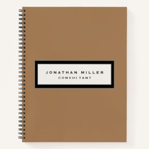 Professional Tan & Black Framed Name & Title Notebook