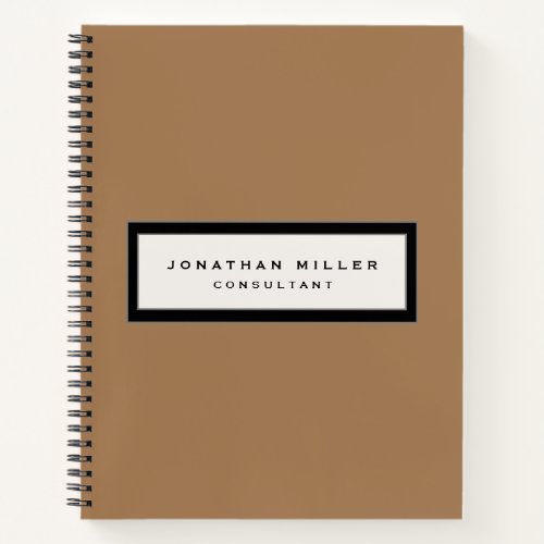 Professional Tan  Black Framed Name  Title Notebook