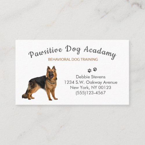 Professional Tan German Shepherd Dog Training Business Card