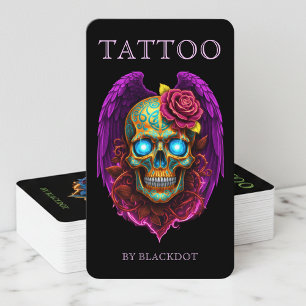 Professional Tattooist Tattoo Studio Winged Skull Business Card