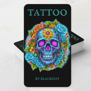 Professional Tattooists Tattoo Studio Floral Skull Business Card