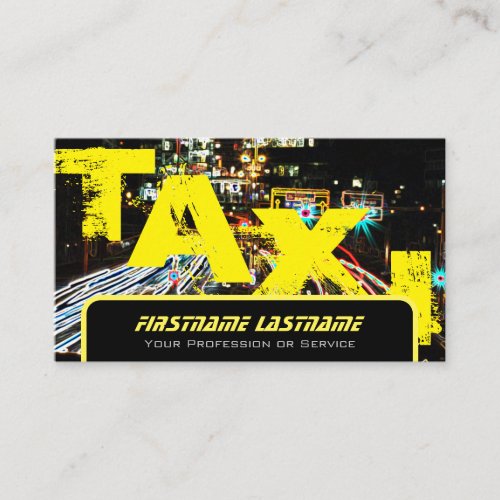 Professional taxi driver cabdriver yellow taxi business card