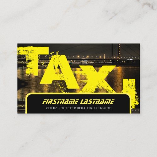 Professional taxi driver cabdriver yellow taxi business card