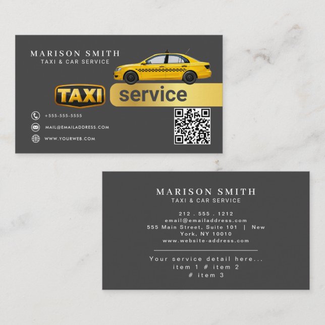 Professional Taxi Service  Business Card (Front/Back)