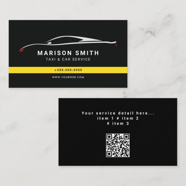 Professional Taxi Service  Business Card (Front/Back)