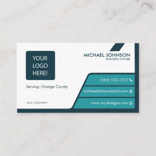 Professional Teal Blue & Dark Green Business Cards