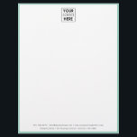 Professional Teal Border Business Logo Letterhead<br><div class="desc">A classy business logo design with your business details and a teal border. Perfect for small and large corporate businesses. Professional and clean design.</div>