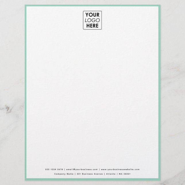 Professional Teal Border Business Logo Letterhead (Front)