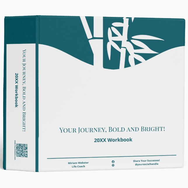 Professional Teal Life Coach Workbook  3 Ring Binder (Front/Spine)